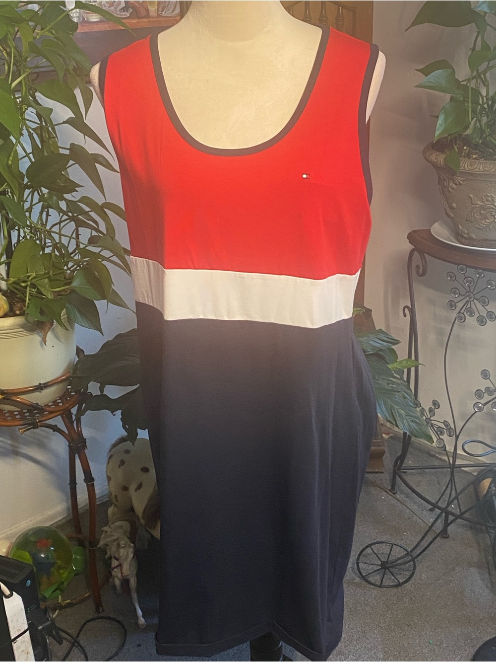 Tommy Hilfiger Red White Navy Colorblock Mini Dress